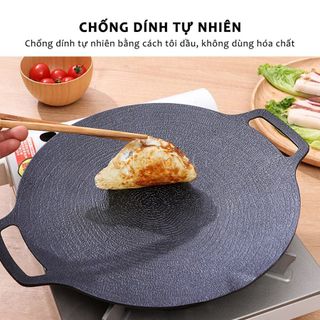 Chảo Nướng Chống Dính Chảo Gang vân đá hàn quốc không cần dầu đủ size 30 34 38cm dùng cho bếp gas bếp hồng ngoại cao cấp - HL109