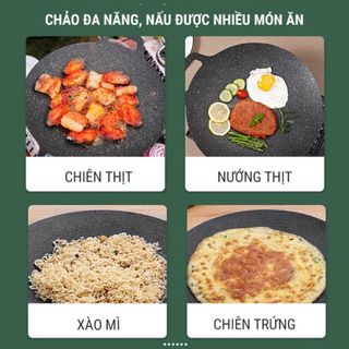 Chảo Nướng Chống Dính Chảo Gang vân đá hàn quốc không cần dầu đủ size 30 34 38cm dùng cho bếp gas bếp hồng ngoại cao cấp - HL109