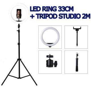 Đèn Livetream Để Bàn 2 Kẹp Điện Thoại D31 - Có Đèn Hỗ Trợ - Livetream - Quay TikTok