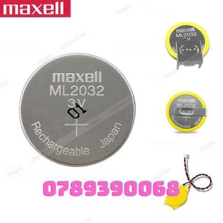 Pin sạc Maxell ML2032 3V Lithium hàn chân, có dây cắm pin công nghiệp