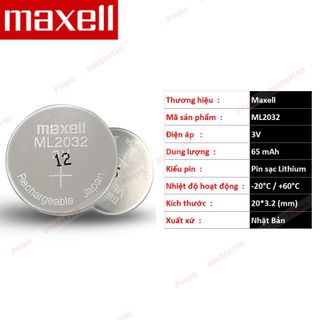 Pin sạc Maxell ML2032 3V Lithium hàn chân, có dây cắm pin công nghiệp