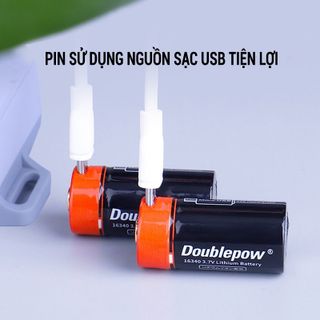 Pin Sạc CR123A 16340 Doublepow 650mAh 3.7V Dung Lượng Thực Dùng Cho Đèn Pin Siêu Sáng, Thiết Bị Điện