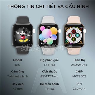 Đồng hồ Thông Minh Smartwatch K10 Gắn SIM độc lập, nghe gọi. Dành cho Mọi lứa tuổi Hàng nhập khẩu