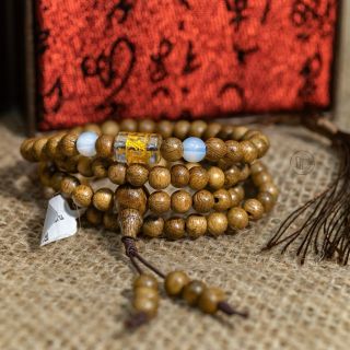 Trầm Hương Thiên Nhiên 108 hạt mix charm lá bùa Tây Tạng TV