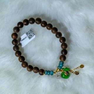 Trầm Hương Phong Thủy Vòng đơn 6li mix charm đá túi tiền VIP