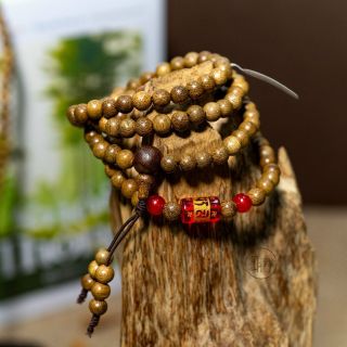 Trầm Hương Thiên Nhiên 108 hạt mix charm lá bùa Tây Tạng