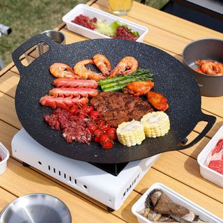 HL109- Chảo Nướng Chống Dính Chảo Gang vân đá hàn quốc không cần dầu đủ size 30 34 38cm dùng cho bếp gas bếp hồng ngoại cao cấp