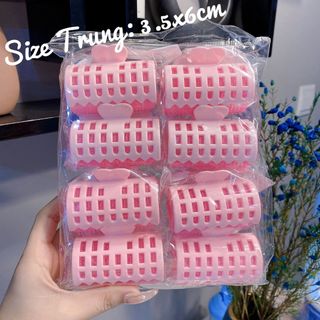 Set 8 lô uốn xoăn, uốn mái, gợn sóng tự dính có kẹp giữ