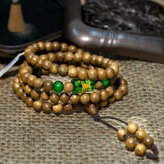 Trầm Hương Thiên Nhiên 108 hạt mix charm lá bùa Tây Tạng VIP