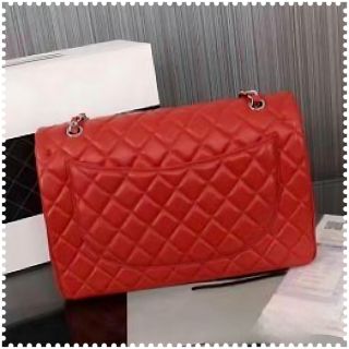 TÚI XÁCH CN MEDIUM CLASSIC DOUBLE FLAP CALFSKIN BAG LIKE AUTH MÀU ĐỎ