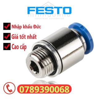 Khớp nối nhanh ren ngoài khí nén festo Đức ✴️Chính Hãng✴️ Đầu cút nối nhanh ống dây hơi phi 6 QS-1/8-6-I. Van tiết lưu