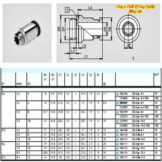 Khớp nối nhanh ren ngoài khí nén festo Đức ✴️Chính Hãng✴️ Đầu cút nối nhanh ống dây hơi phi 6 QS-1/8-6-I. Van tiết lưu