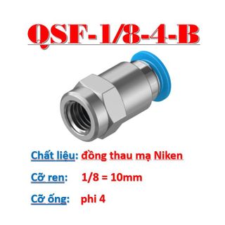 Khớp nối nhanh ren ngoài máy nén khí, đầu cút nối thẳng ống dây hơi phi 4, 6, 8, 10, 12, 16 QSF-1/8, 1/4, 3/8, 1/2
