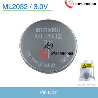 Maxell Ml2032 Pin Điện Tử Lithium Có Thể Sạc Lại 3V Thiết Bị Máy Tính Bo Mạch Chủ Ngang Có Chân Hàn