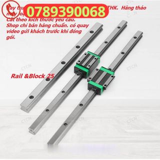Ray trượt vuông(Rail) ,con trượt (Block) 25 các loại HIWIN, THK. Bao êm. Cắt lẻ theo yêu cầu.