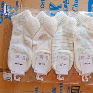 LỐ 10 ĐÔI TẤT TRẮNG IN HÌNH CỔ NGẮN SỈ 1 LỐ 60K, SỈ 10 LỐ 56K, SỈ 20 LỐ : 55K