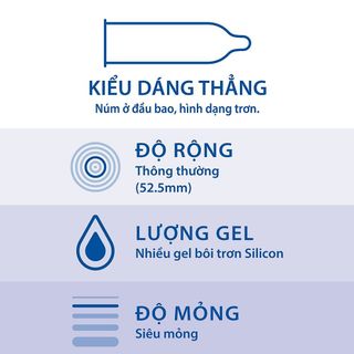 Bao cao su siêu mỏng SAGAMI Super Thin 003 Nhật Bản kiểu truyền thống nhiều gel bôi trơn bcs sieu mong