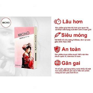 Bao cao su 49mm MICHIO Nhật Bản, bcs size nhỏ 49mm gai gân siêu mỏng kéo dài thời gian quan hệ