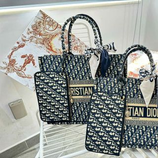 SÉT Túi Xách DIORr TOTE sz36 - sz41 (Hàng thêu) Fullbox, cột nơ, bọc seal, Có logo mã cod, Hàng super Vip