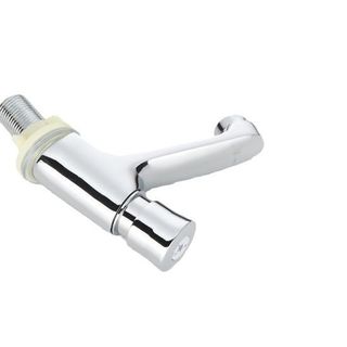 Vòi lavabo tự ngắt nước chức năng nước lạnh kiểu nhấn, làm bằng vật liệu đồng mạ crom sáng bóng, mã V124L