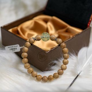 Vòng Trầm Hương Thiên Nhiên Phong Thủy Đơn 8 li mix đá kim tiền Cao Cấp
