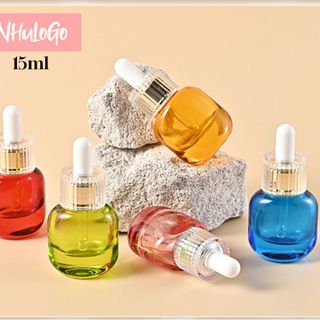 PET Vỏ Chai Lọ Thủy tinh Màu Mỹ Phẩm Serum 15ml, Đầu Ống Bóp Mạ Vàng Cách Điệu Baby Không Ké. Phần Sang Trọng Cho Sản Phẩm ( IN LOGO THEO YÊU CẦU ) Hàng, Giá Tận Xưởng.
