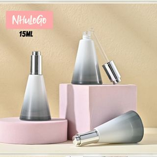PET Vỏ Chai Lọ Thủy Tinh Xám Trắng HighLight Tam Giác Ống Bấm Cực Sang Trọng , Tinh Tế, Phá Cách Nâng Cao Thẩm Mỹ 15ml ( IN LOGO THRO YÊU CẦU ) Hàng Giá Tận Xưởng.