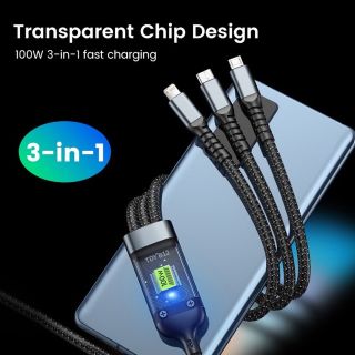 Dây cáp dữ liệu sạc siêu nhanh Elough 100W Micro USB Type C 3 trong 1