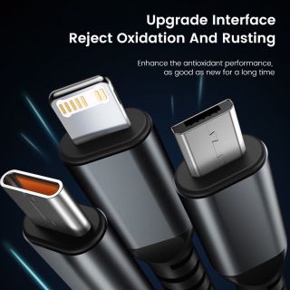Dây cáp dữ liệu sạc siêu nhanh Elough 100W Micro USB Type C 3 trong 1
