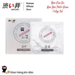 Bao cao su kéo dài thời gian 800mg gel bôi trơn - Drywell Nhật Bản - hộp 3 cái
