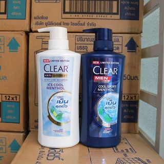 DẦU GỘI CLEAR BẠC HÀ 480ml VÀ CLEAR MEN 450ml - THÁI LAN loại sạch gàu, giúp da đầu khỏe mạnh