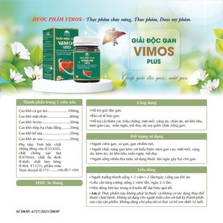 Combo 2 hộp Viên uống giải độc gan Vimos giúp giải độc, mát gan lọ 60 viên