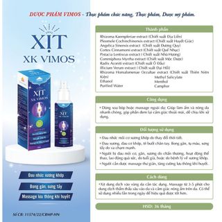 Combo 2 chai Xịt giảm đau xương khớp VIMOS giúp giảm đau nhức mỏi cơ xương tăng cường lưu thông khí huyết lọ xịt 75ml