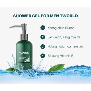 sữa tắm nam TWORLD dưỡng trắng sáng da chống nắng sạch mun mềm da cấp ẩm trắng sáng