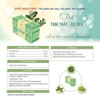 Combo 3 hộp Trà tam thất xạ đen VIMOS có khả năng thanh nhiệt, giúp ngủ ngon, tăng cường chức năng gan