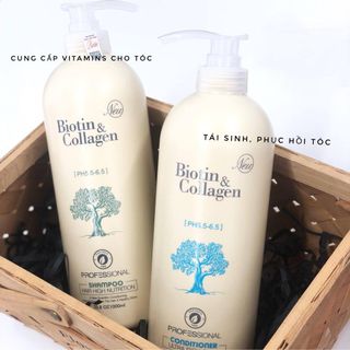 Bộ Dầu Gội Xả Biotin&Collagen 1+1L Màu Trắng Phục Hồi, Kích Thích Mọc Tóc
