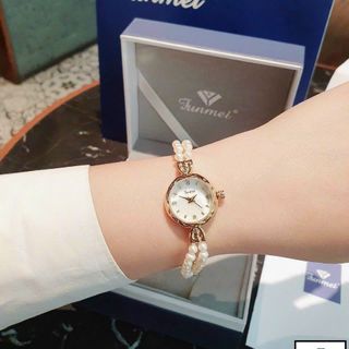 SET ĐỒNG HỒ NỮ NGỌC TRAI CHÍNH HÃNG FUNMEI + HOA TAI A10