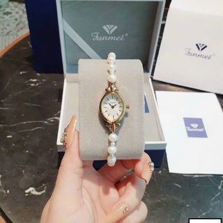 SET ĐỒNG HỒ NỮ NGỌC TRAI CHÍNH HÃNG FUNMEI + HOA TAI A8