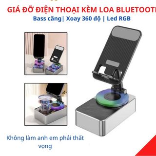 Giá đỡ điện thoại kèm loa bluetooth xoay 360 độ