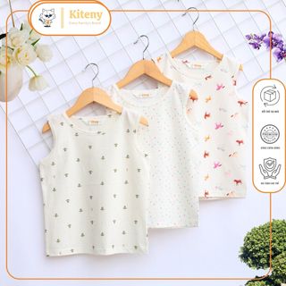 Áo ba lỗ Kiteny cho bé gái, size cân nặng từ 10 đến 19kg, chất liệu cotton 2 chiều thoáng mát, màu sắc tươi sáng