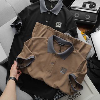 ÁO THUN CỔ BẺ MEN R COTTON DỆT GÂN NHỎ, MỀM, MỊN, THẤM HÚT & CO GIÃN TỐT P215