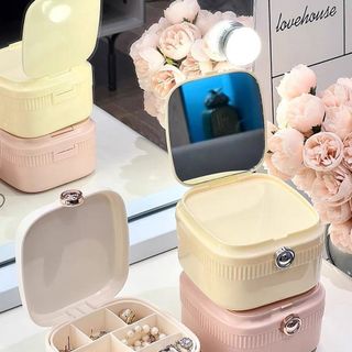 Hộp đựng trang sức mini 2 tầng có gương