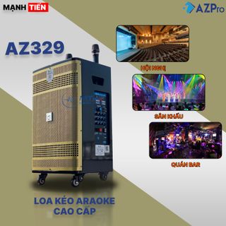 Loa Kéo Di Động Az-329 - Loa Karaoke Thế Hệ Mới, Công Suất Lớn 350W, Bass Căng 3 Tấc, Âm Thanh Cực Mạnh, Sôi Động, Đi Kèm 2 Micro Không Dây, Bảo Hành 12 Tháng