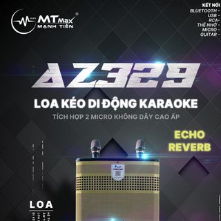 Loa Kéo Di Động Az-329 - Loa Karaoke Thế Hệ Mới, Công Suất Lớn 350W, Bass Căng 3 Tấc, Âm Thanh Cực Mạnh, Sôi Động, Đi Kèm 2 Micro Không Dây, Bảo Hành 12 Tháng