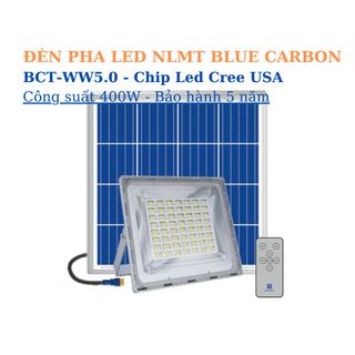 Đèn Pha Năng Lượng Mặt Trời Blue Carbon BCT-WW5.0 Công Suất 400W - Khung Nhôm Mặt Kính Cường Lực - Chip LED Cree USA - Bảo Hành 5 Năm