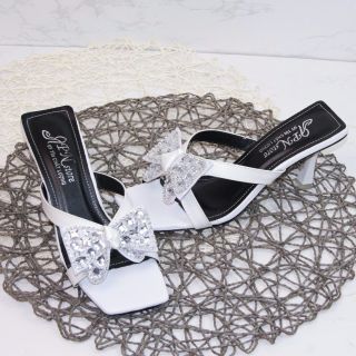 Giày cao gót  5cm Xỏ Ngón Nơ Đính Đá