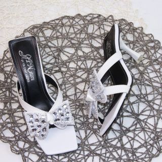 Giày cao gót  5cm Xỏ Ngón Nơ Đính Đá