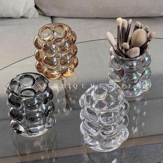 Lọ Thủy Tinh Đựng Cọ, Ống hút, Đồ Trang Điểm, Thiết Kế Độc Đáo, Decor Siêu Xinh Phong Cách Hàn Quốc