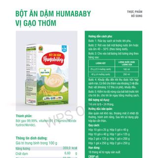 BỘT ĂN DẶM HUMABABY vị GẠO THƠM