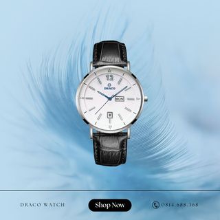 Đồng Hồ Nam - Thương Hiệu DRACO D21-ST01 " The First boy" trắng dây da bò đen